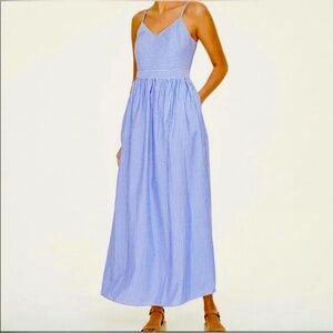 LOFT Blue and White Striped Maxi Dress